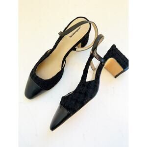 NWOB Ann Taylor Cap Toe Slingback Tweed Black 10